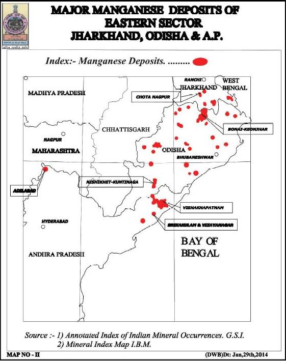Major Manganese Deposits of India